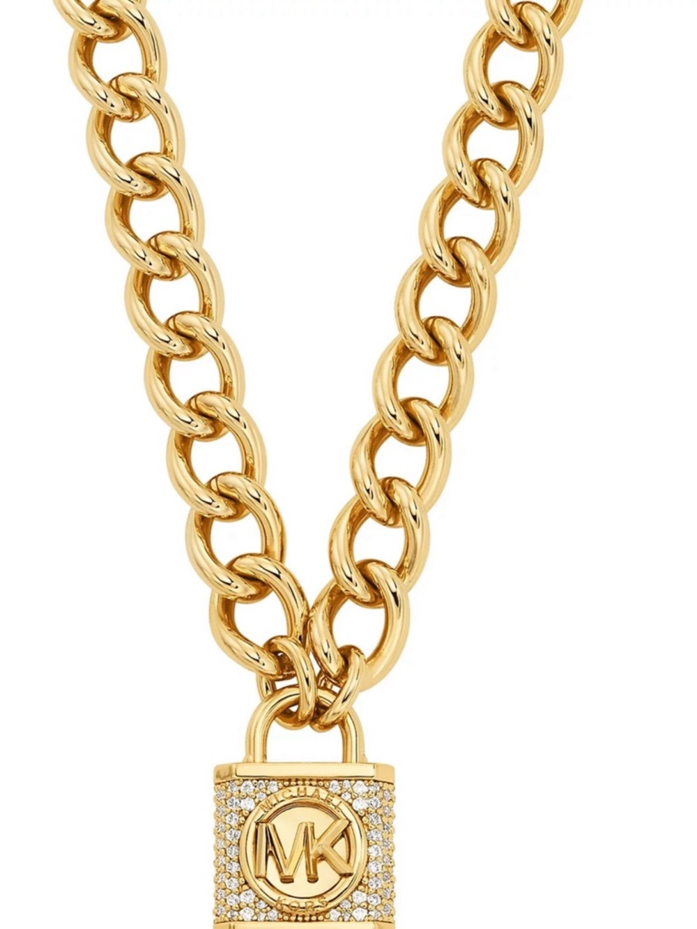 Michael Kors Gold Chain Necklace with Padlock Charm